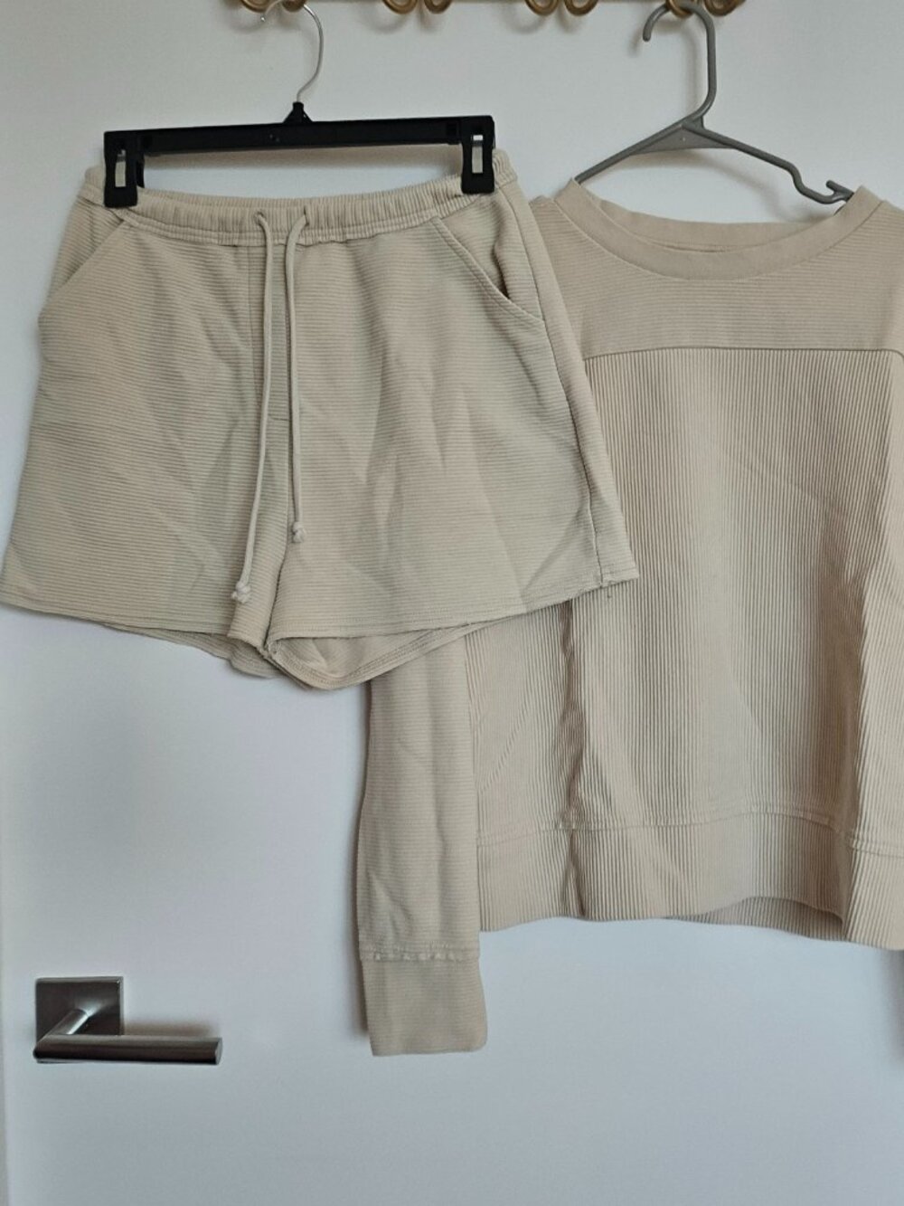 RVCA Set, Cream, Long sleeve size M, shorts size S women's
